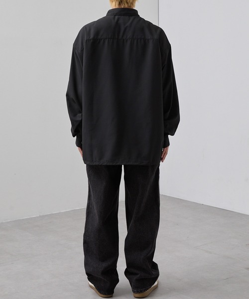 SLICK(スリック)の「【SLICK/スリック】Cotton-like Broad Drawstring Regular Shirt/コットンライクブロードドロストレギュラーカラーシャツ(シャツ/ブラウス・メンズ・スミクロ/カーキ/ブラック・3/2/1)」の10枚目の写真