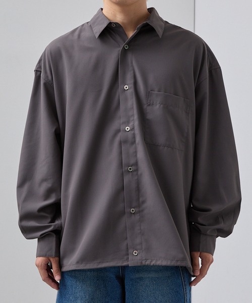 SLICK(スリック)の「【SLICK/スリック】Cotton-like Broad Drawstring Regular Shirt/コットンライクブロードドロストレギュラーカラーシャツ(シャツ/ブラウス・メンズ・スミクロ/カーキ/ブラック・3/2/1)」の12枚目の写真