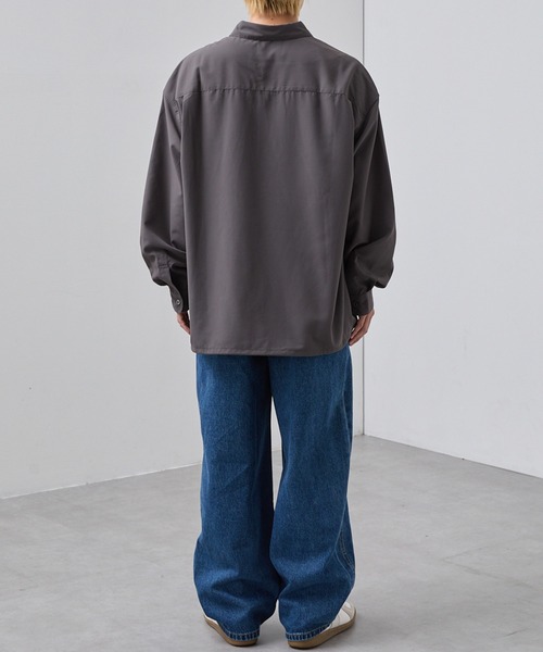 SLICK(スリック)の「【SLICK/スリック】Cotton-like Broad Drawstring Regular Shirt/コットンライクブロードドロストレギュラーカラーシャツ(シャツ/ブラウス・メンズ・スミクロ/カーキ/ブラック・3/2/1)」の17枚目の写真