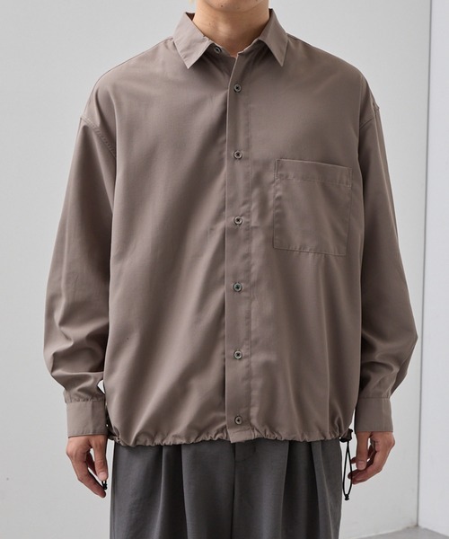 SLICK(スリック)の「【SLICK/スリック】Cotton-like Broad Drawstring Regular Shirt/コットンライクブロードドロストレギュラーカラーシャツ(シャツ/ブラウス・メンズ・スミクロ/カーキ/ブラック・3/2/1)」の22枚目の写真