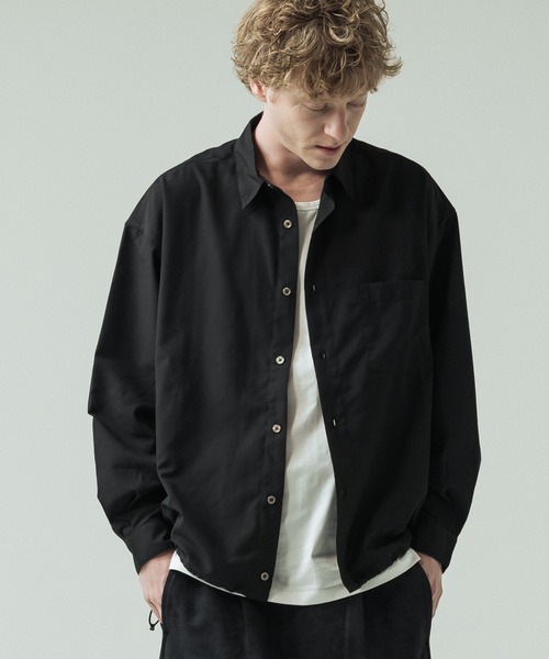 SLICK(スリック)の「【SLICK/スリック】Cotton-like Broad Drawstring Regular Shirt/コットンライクブロードドロストレギュラーカラーシャツ(シャツ/ブラウス・メンズ・スミクロ/カーキ/ブラック/ライトグレー・3/2/1)」の5枚目の写真