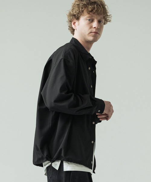 SLICK(スリック)の「【SLICK/スリック】Cotton-like Broad Drawstring Regular Shirt/コットンライクブロードドロストレギュラーカラーシャツ(シャツ/ブラウス・メンズ・スミクロ/カーキ/ブラック/ライトグレー・3/2/1)」の7枚目の写真