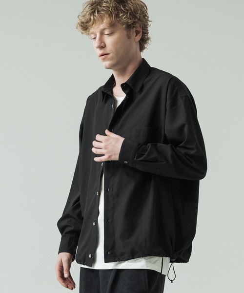 SLICK(スリック)の「【SLICK/スリック】Cotton-like Broad Drawstring Regular Shirt/コットンライクブロードドロストレギュラーカラーシャツ(シャツ/ブラウス・メンズ・スミクロ/カーキ/ブラック/ライトグレー・3/2/1)」の6枚目の写真
