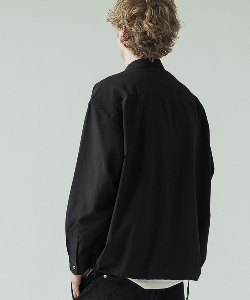SLICK(スリック)の「【SLICK/スリック】Cotton-like Broad Drawstring Regular Shirt/コットンライクブロードドロストレギュラーカラーシャツ(シャツ/ブラウス・メンズ・スミクロ/カーキ/ブラック/ライトグレー・3/2/1)」の8枚目の写真