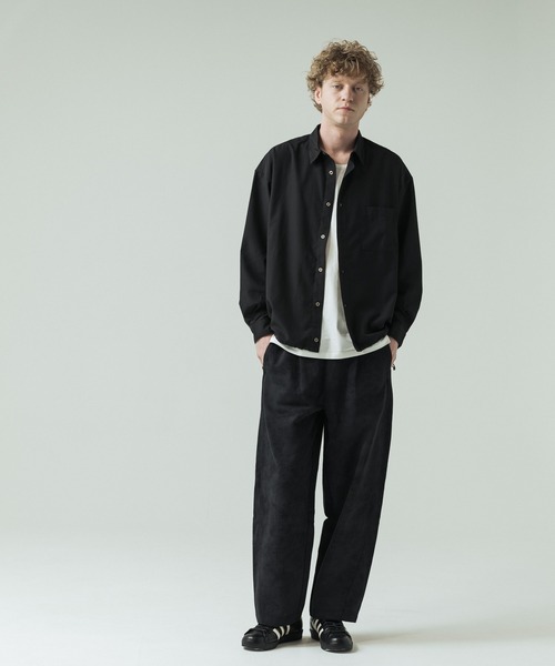 SLICK(スリック)の「【SLICK/スリック】Cotton-like Broad Drawstring Regular Shirt/コットンライクブロードドロストレギュラーカラーシャツ(シャツ/ブラウス・メンズ・スミクロ/カーキ/ブラック/ライトグレー・3/2/1)」の9枚目の写真