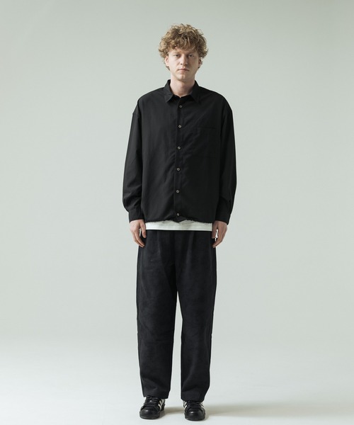 SLICK(スリック)の「【SLICK/スリック】Cotton-like Broad Drawstring Regular Shirt/コットンライクブロードドロストレギュラーカラーシャツ(シャツ/ブラウス・メンズ・スミクロ/カーキ/ブラック/ライトグレー・3/2/1)」の14枚目の写真