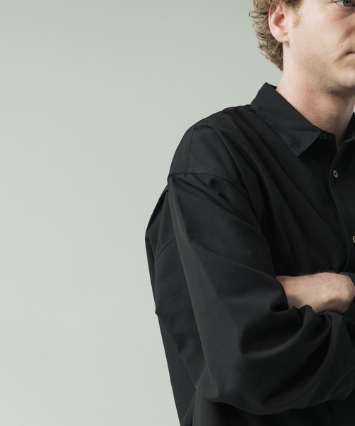 SLICK(スリック)の「【SLICK/スリック】Cotton-like Broad Drawstring Regular Shirt/コットンライクブロードドロストレギュラーカラーシャツ(シャツ/ブラウス・メンズ・スミクロ/カーキ/ブラック/ライトグレー・3/2/1)」の17枚目の写真