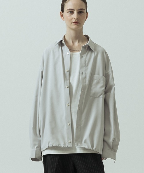 SLICK(スリック)の「【SLICK/スリック】Cotton-like Broad Drawstring Regular Shirt/コットンライクブロードドロストレギュラーカラーシャツ(シャツ/ブラウス・メンズ・スミクロ/カーキ/ブラック/ライトグレー・3/2/1)」の19枚目の写真
