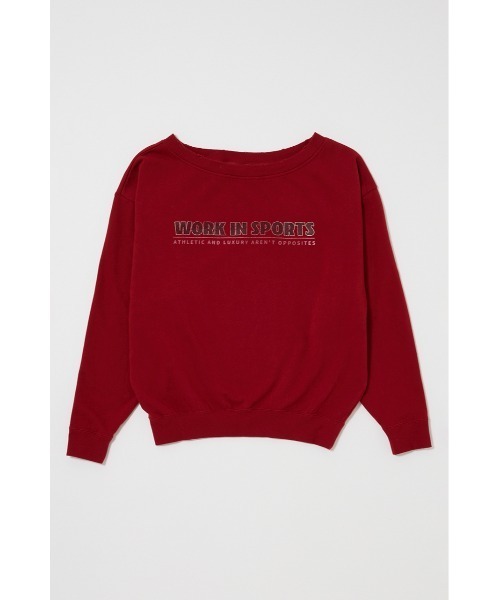 MOUSSY（マウジー）の「OFF SHOULDER LOGO SWEAT プルオーバー（スウェット・レディース・バーガンディー/杢グレー/ネイビー・FREE）」の9枚目の写真