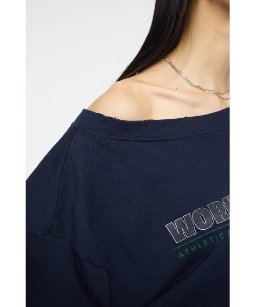 MOUSSY（マウジー）の「OFF SHOULDER LOGO SWEAT プルオーバー（スウェット・レディース・バーガンディー/杢グレー/ネイビー・FREE）」の19枚目の写真