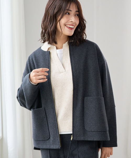 FOUND GOOD(ファウンドグッド)の「ウーリーテックLブルゾン(ブルゾン・レディース・ブラウン系3/ブラック・M/L/S)」の4枚目の写真