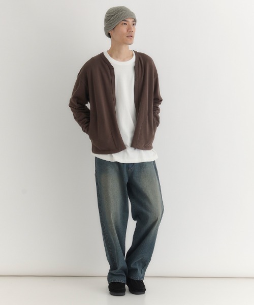 BACK NUMBER（バックナンバー）の「【BACK NUMBER】スウェットジップカーディガン (ヘビーオンス/ジップ/リラックスシルエット/大きめポケット/デイリー)（カーディガン/ボレロ・メンズ・ブラック/ネイビー/ブラウン・M/L/XL）」の13枚目の写真