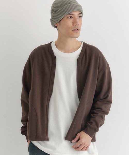 BACK NUMBER（バックナンバー）の「【BACK NUMBER】スウェットジップカーディガン (ヘビーオンス/ジップ/リラックスシルエット/大きめポケット/デイリー)（カーディガン/ボレロ・メンズ・ブラック/ネイビー/ブラウン・M/L/XL）」の10枚目の写真