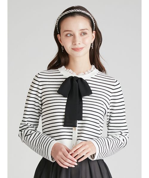 CELFORD（セルフォード）の「デタッチャブルリボン＆カラーカーディガン（カーディガン/ボレロ・レディース・サックスブルー/グレー/その他・36/38）」の2枚目の写真