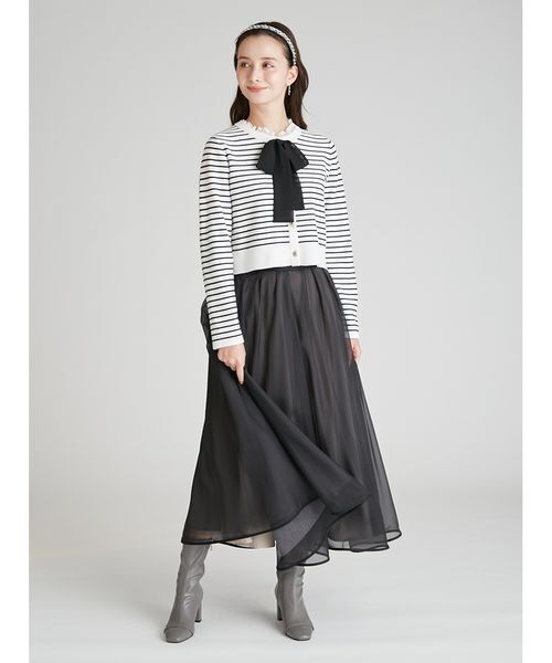 CELFORD（セルフォード）の「デタッチャブルリボン＆カラーカーディガン（カーディガン/ボレロ・レディース・サックスブルー/グレー/その他・36/38）」の6枚目の写真