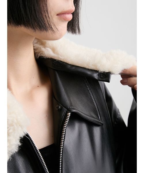 MIESROHE(ミースロエ)の「ファー衿ショートブルゾン(ブルゾン・レディース・ベージュ/ブラック・F)」の22枚目の写真