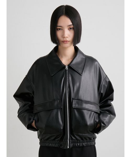 MIESROHE(ミースロエ)の「ファー衿ショートブルゾン(ブルゾン・レディース・ベージュ/ブラック・F)」の6枚目の写真