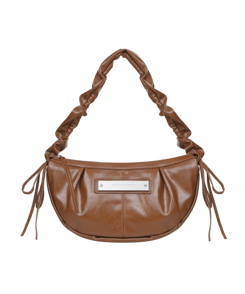 NICK&NICOLE(ニックアンドニコール)の「CRYSTAL SHIRRING RIBBON ROUND BAG_BROWN(ショルダーバッグ・レディース・その他・FREE)」の1枚目の写真