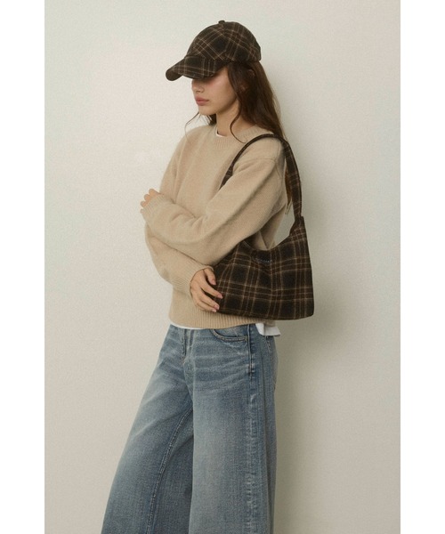 ALEXIA STAM（アリシアスタン）の「Logo Plaid Bag /チェック柄トートバッグ（ショルダーバッグ・レディース・グレー/バーガンディー/ブラウン・FREE）」の3枚目の写真