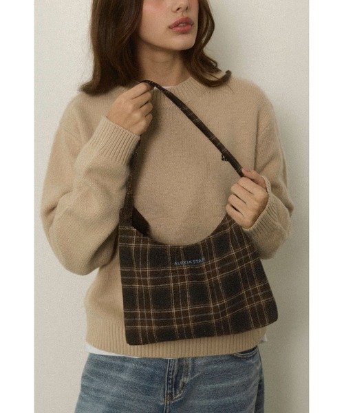 ALEXIA STAM（アリシアスタン）の「Logo Plaid Bag /チェック柄トートバッグ（ショルダーバッグ・レディース・グレー/バーガンディー/ブラウン・FREE）」の10枚目の写真