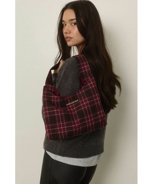 ALEXIA STAM（アリシアスタン）の「Logo Plaid Bag /チェック柄トートバッグ（ショルダーバッグ・レディース・グレー/バーガンディー/ブラウン・FREE）」の11枚目の写真