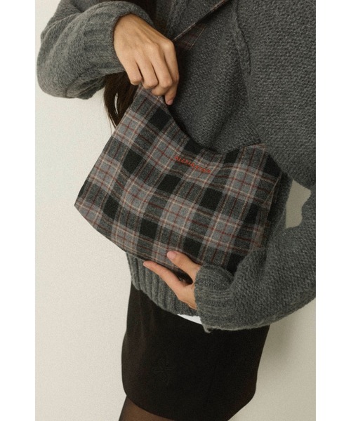 ALEXIA STAM（アリシアスタン）の「Logo Plaid Bag /チェック柄トートバッグ（ショルダーバッグ・レディース・グレー/バーガンディー/ブラウン・FREE）」の4枚目の写真
