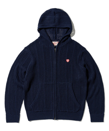 AECA（エイカ）の「AECA LOVE CROCHET ZIP UP HOODIE-NAVY（パーカー）」