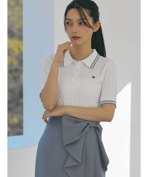 POLO BCS(ポロ ビーシーエス)の「【POLO BCSコラボ】ラインポロニット(ニット/セーター・レディース・ライトブルー/ベビーピンク/グレー/オフホワイト・MEDIUM)」の19枚目の写真