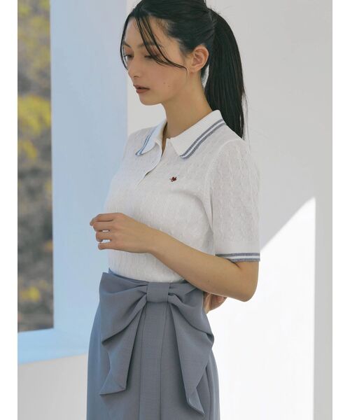 POLO BCS(ポロ ビーシーエス)の「【POLO BCSコラボ】ラインポロニット(ニット/セーター・レディース・ライトブルー/ベビーピンク/グレー/オフホワイト・MEDIUM)」の20枚目の写真