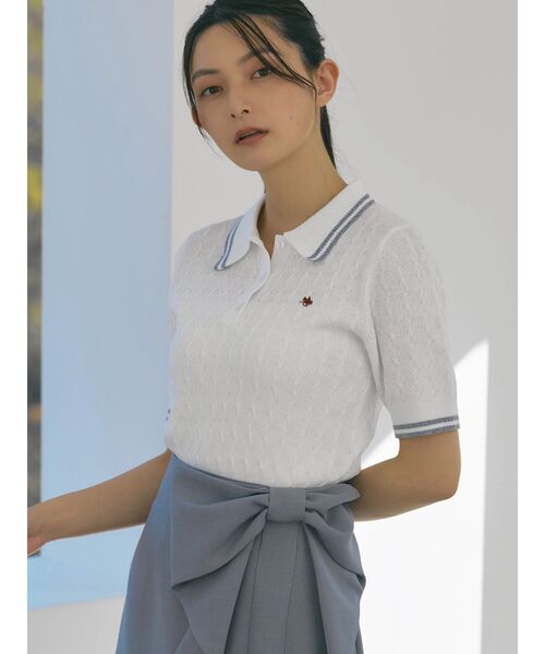 POLO BCS(ポロ ビーシーエス)の「【POLO BCSコラボ】ラインポロニット(ニット/セーター・レディース・ライトブルー/ベビーピンク/グレー/オフホワイト・MEDIUM)」の21枚目の写真