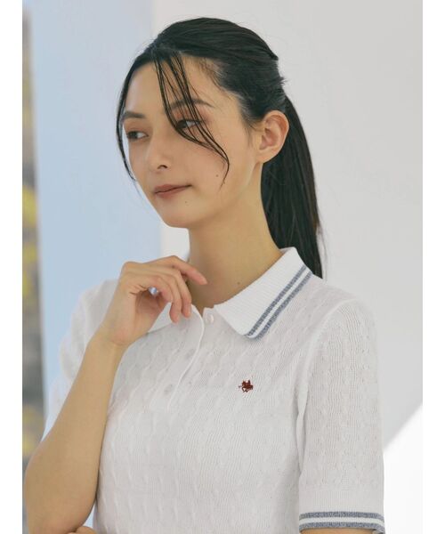 POLO BCS(ポロ ビーシーエス)の「【POLO BCSコラボ】ラインポロニット(ニット/セーター・レディース・ライトブルー/ベビーピンク/グレー/オフホワイト・MEDIUM)」の22枚目の写真