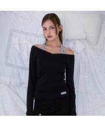 Soft Curve V-neck Long Sleeve [Black]