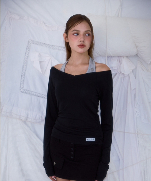 ROSEFRANTZ（ロゼフランツ）の「Soft Curve V-neck Long Sleeve [Black]（Tシャツ/カットソー・レディース・ブラック・OS）」の6枚目の写真