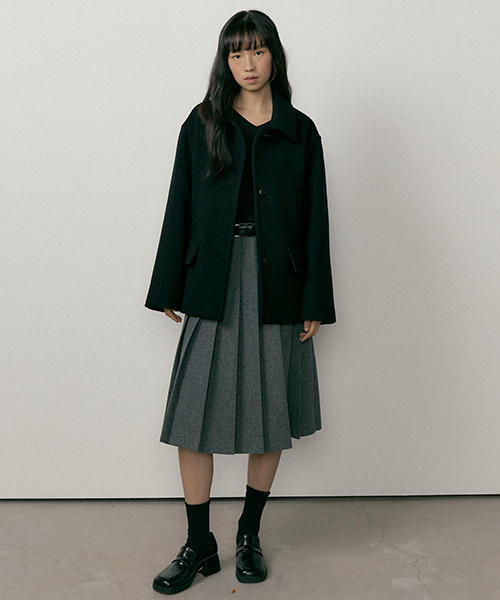 LINGSEOUL(リングソウル)の「standard wool half coat-black(チェスターコート・レディース・ブラック・FREE)」の2枚目の写真