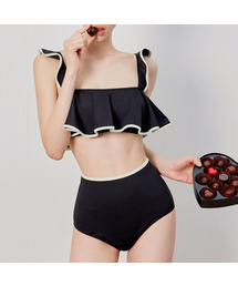 VIKINI VENDER（ビキニベンダー）の「Laurent Ruffle High Waist Bikini - Black（水着）」