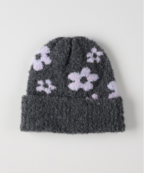 Right-on(ライトオン)の「【HONEYSUCKLE ROSE】フラワーモチーフ ワッチキャップ (暖かい/トレンド/遊び心/ファッショナブル)(ニットキャップ/ビーニー・レディース・ブラック/グレー/オフホワイト・フリー)」の3枚目の写真