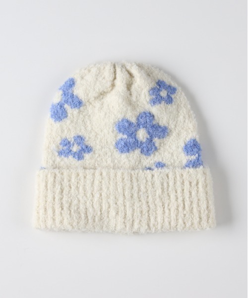 Right-on(ライトオン)の「【HONEYSUCKLE ROSE】フラワーモチーフ ワッチキャップ (暖かい/トレンド/遊び心/ファッショナブル)(ニットキャップ/ビーニー・レディース・ブラック/グレー/オフホワイト・フリー)」の2枚目の写真