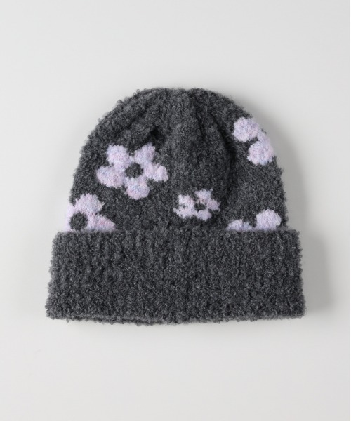 Right-on(ライトオン)の「【HONEYSUCKLE ROSE】フラワーモチーフ ワッチキャップ (暖かい/トレンド/遊び心/ファッショナブル)(ニットキャップ/ビーニー・レディース・ブラック/グレー/オフホワイト・フリー)」の6枚目の写真