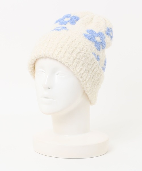 Right-on(ライトオン)の「【HONEYSUCKLE ROSE】フラワーモチーフ ワッチキャップ (暖かい/トレンド/遊び心/ファッショナブル)(ニットキャップ/ビーニー・レディース・ブラック/グレー/オフホワイト・フリー)」の5枚目の写真