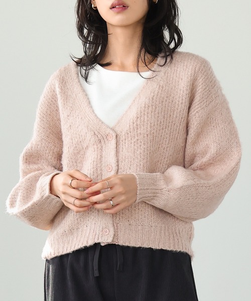 itto...(イット)の「ジャガード編み起毛カーディガン(カーディガン/ボレロ・レディース・スモークピンク/グリーン/アイボリー・M)」の1枚目の写真