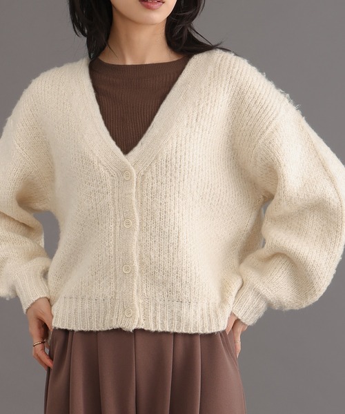 itto...(イット)の「ジャガード編み起毛カーディガン(カーディガン/ボレロ・レディース・スモークピンク/グリーン/アイボリー・M)」の9枚目の写真