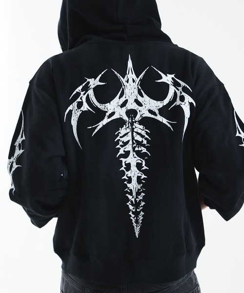 ジップフーディ｜Tribal Bones Pierced Zip Hoodie｜SUPPLIER