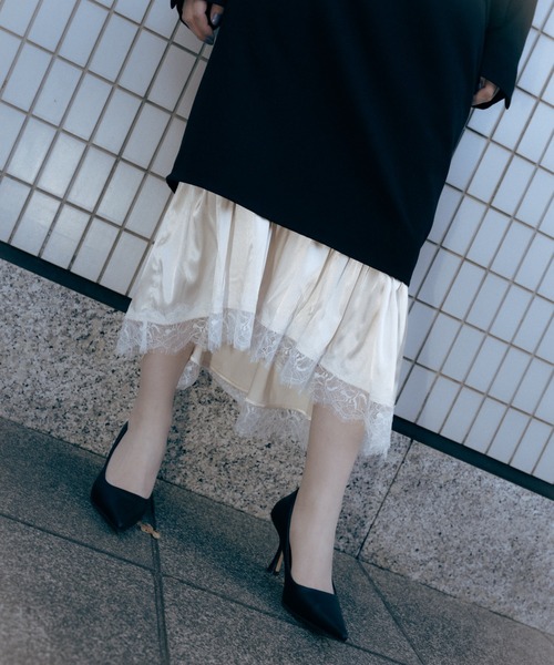 Carmelo(カーメロ)の「Lingerie Tailored Midi Skirt / ランジェリーレイヤードスカート(スカート・レディース・グレー/ブラック・38/36)」の6枚目の写真