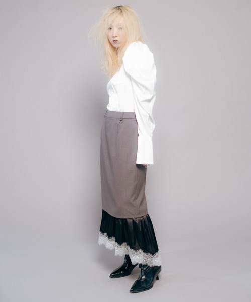 Carmelo(カーメロ)の「Lingerie Tailored Midi Skirt / ランジェリーレイヤードスカート(スカート・レディース・グレー/ブラック・38/36)」の16枚目の写真