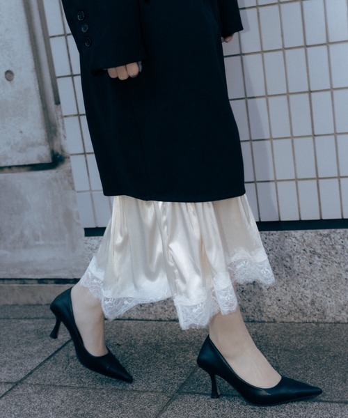 Carmelo(カーメロ)の「Lingerie Tailored Midi Skirt / ランジェリーレイヤードスカート(スカート・レディース・グレー/ブラック・38/36)」の21枚目の写真