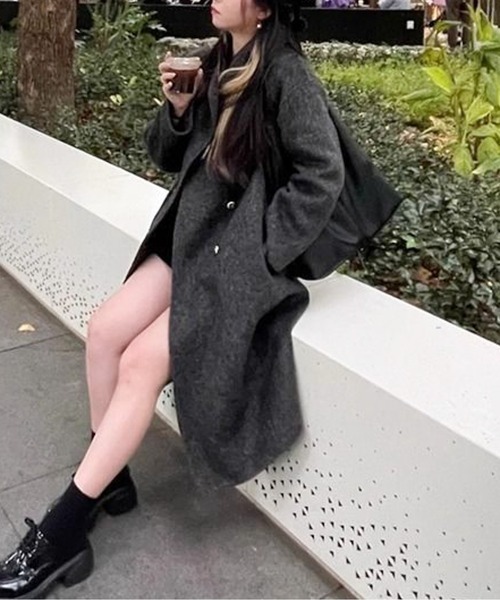 CHUL（チュル）の「スタンドカラーWボタンロングコート（その他アウター・レディース・ブラック/グレー/ホワイト・SMALL/MEDIUM/LARGE/X-LARGE）」の9枚目の写真