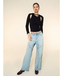 ローレイズタッセルデニムパンツ - 薄い青