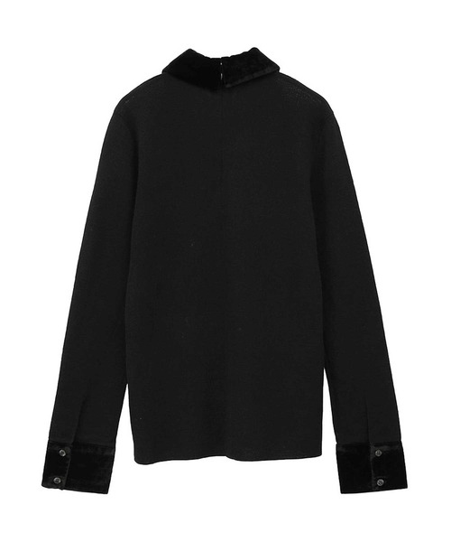 CLANE（クラネ）の「【CLANE/クラネ】VELOR COLLAR KNIT TOPS/ベロアカラーニットトップス（ニット/セーター・レディース・ブラウン/ブラック/グレー・1）」の4枚目の写真