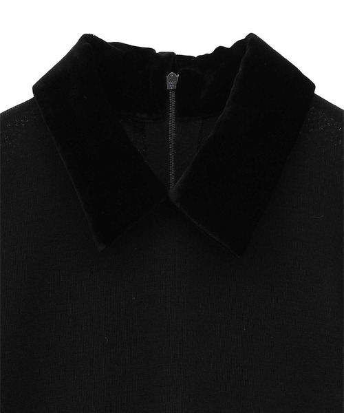 CLANE（クラネ）の「【CLANE/クラネ】VELOR COLLAR KNIT TOPS/ベロアカラーニットトップス（ニット/セーター・レディース・ブラウン/ブラック/グレー・1）」の5枚目の写真