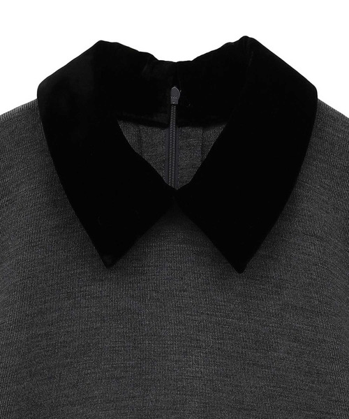 CLANE（クラネ）の「【CLANE/クラネ】VELOR COLLAR KNIT TOPS/ベロアカラーニットトップス（ニット/セーター・レディース・ブラウン/ブラック/グレー・1）」の11枚目の写真